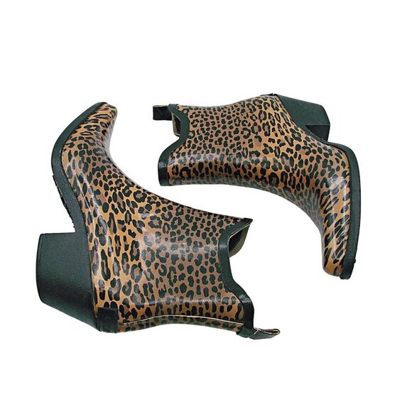 CORKYS Womens Girls Black Brown Leopard Print Cowgirl Ankle Rainboots Size US 5 - Picture 7 of 12